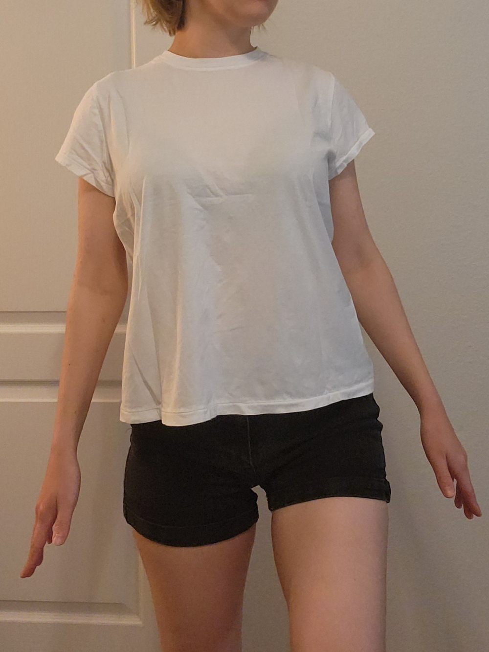 Universal Thread White Short Sleeve A-Line Flared Cotton Top Size Medium